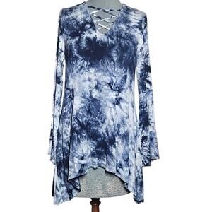 Blue Tie Dye Long Sleeve Top Size Large